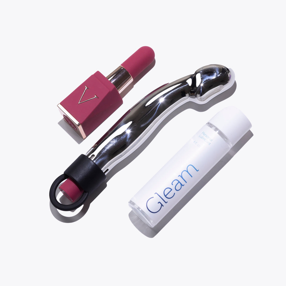 Solstice Alto Capo Metal Vibrator Dildo and Lipstick Clitoral Stimulator