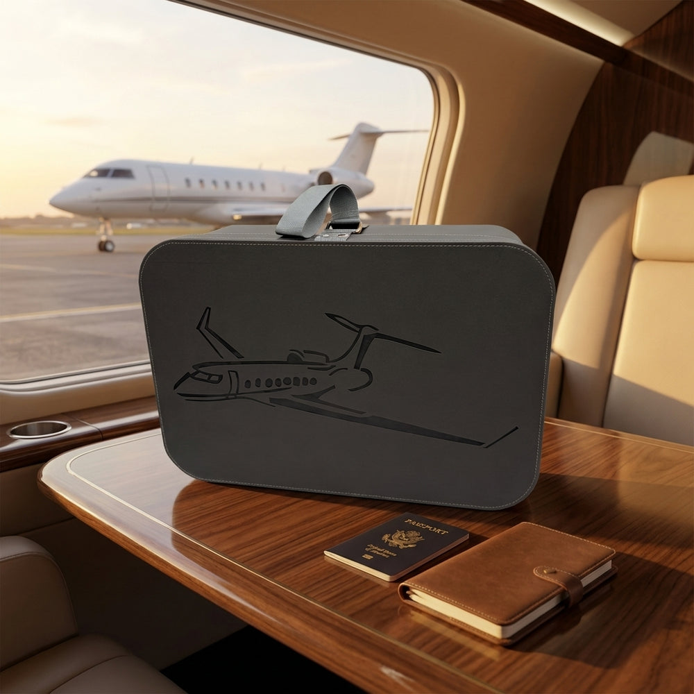 grey faux leather train case for carry on travel