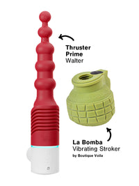 Male Grenade Vibrator with Grip and Anal Thrusting Dildo for Men