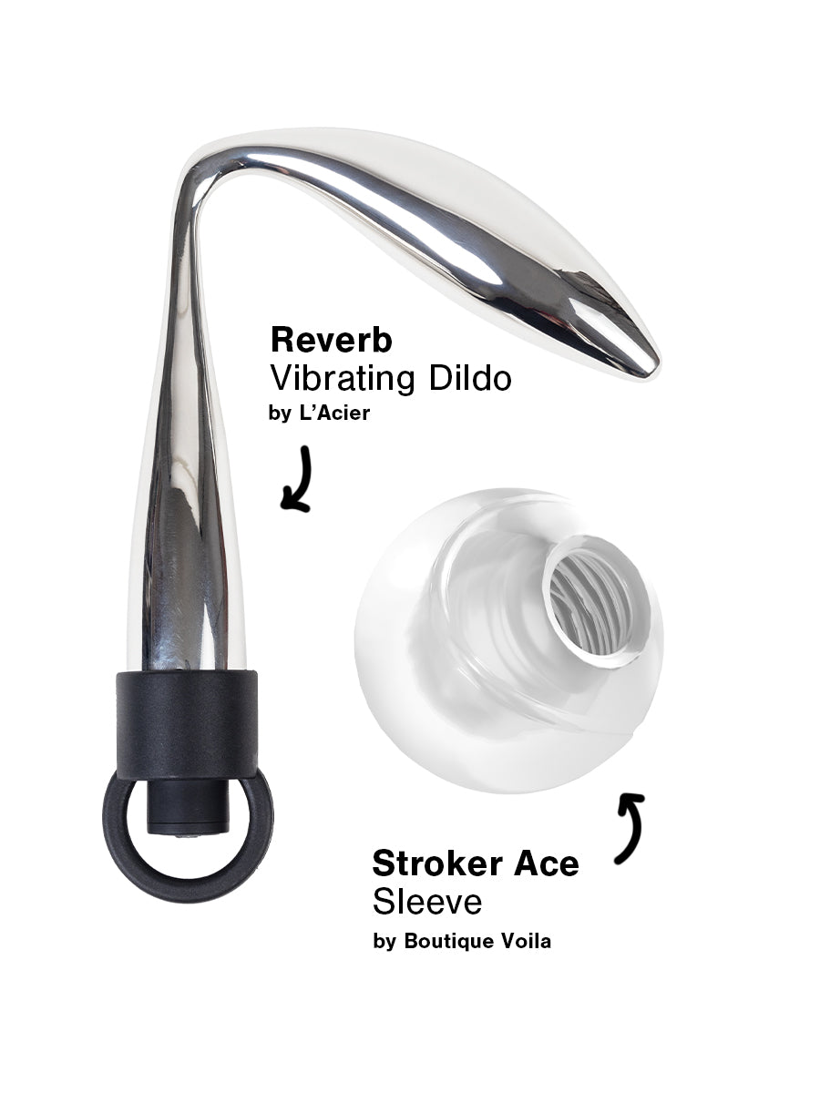Heavy Metal Dildo Reverb and Silicone Masturbator with Tennis Ball Case