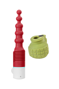 Male Grenade Vibrator with Grip and Anal Thrusting Dildo for Men