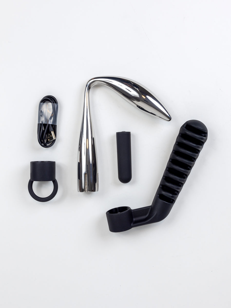 Heavy Metal Dildo Reverb and Silicone Masturbator with Tennis Ball Case